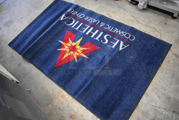 Blue Floor Rug w/ Aesthetica Logo. 57x33.5 - Image 3 of 5