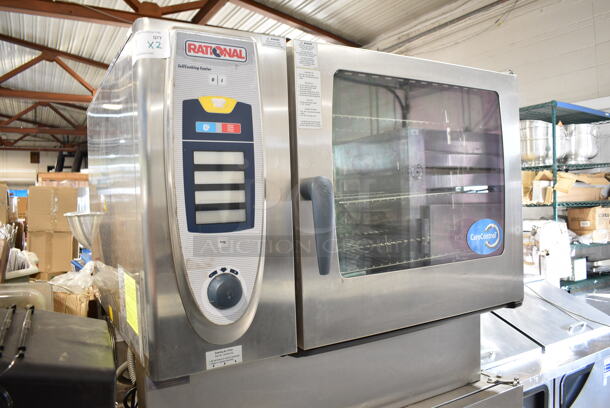 2 Rational Stainless Steel Commercial Natural Gas Powered iCombi Pro Combitherm Convection Ovens on Commercial Casters. Top Model: SCC 62G. Bottom Model: SCC 102G. 120,000 BTU. 2 Times Your Bid! - Image 3 of 10