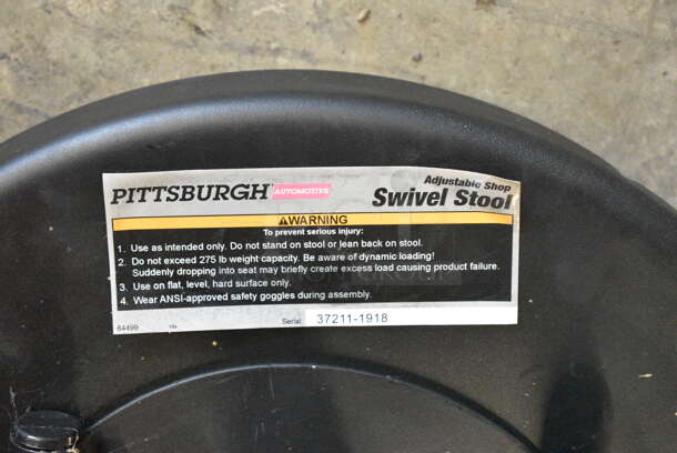 BRAND NEW SCRATCH AND DENT! Pittsburgh Black Metal Swivel Stool.  - Image 5 of 5