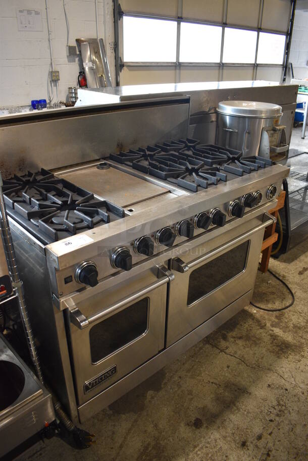 Viking Stainless Steel Commercial Floor Style Gas Powered 6 Burner Range w/ Flat Top Griddle, Convection Oven and Oven. 48x28x46 - Image 7 of 7