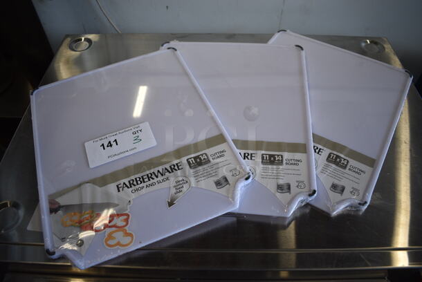 3 BRAND NEW! Farberware White Cutting Boards. 11x14. 3 Times Your Bid!