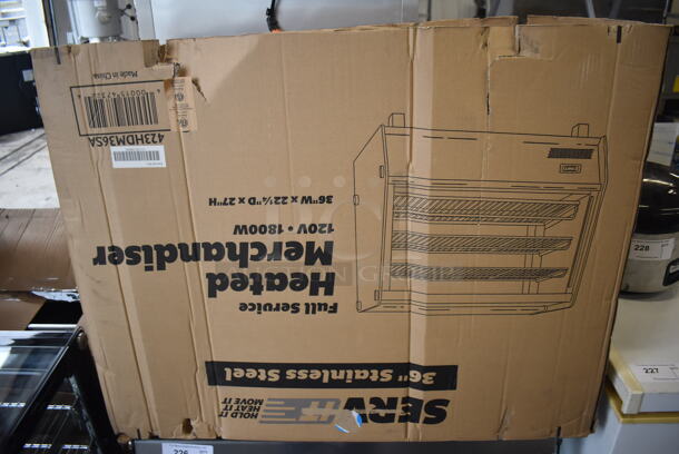 BRAND NEW! ServIt 423HDM36SA Self / Full Service 3 Shelf Countertop Heated Display Case Merchandiser with Sliding Doors. 120 Volts, 1 Phase. 34x24x28. Tested and Working! - Image 7 of 8