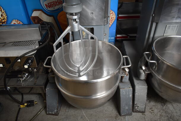Hobart H-600 Metal Commercial Floor Style 60 Quart Planetary Dough Mixer w/ Stainless Steel Mixing Bowl and Paddle Attachment. 200 Volts, 3 Phase.  - Image 3 of 10