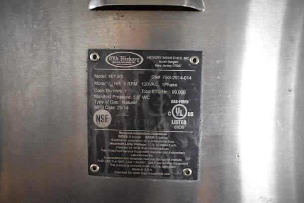 2 Old Hickory N/7.5G Stainless Steel Commercial Natural Gas Powered 7 Spit Rotisserie Ovens on Commercial Casters. Does Not Have Spits. 99,000 BTU. 52x34x76. 2 Times Your Bid! - Image 5 of 8