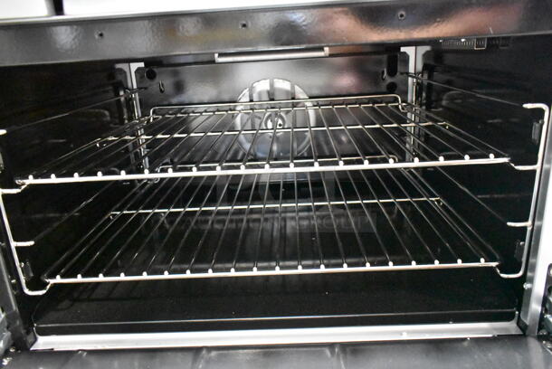 BRAND NEW SCRATCH AND DENT! 2024 Cooking Performance Group CPG 351CC60N Stainless Steel Commercial Natural Gas Powered 10 Burner Range w/ 2 CONVECTION Ovens, Over Shelf and Back Splash.  - Image 6 of 12