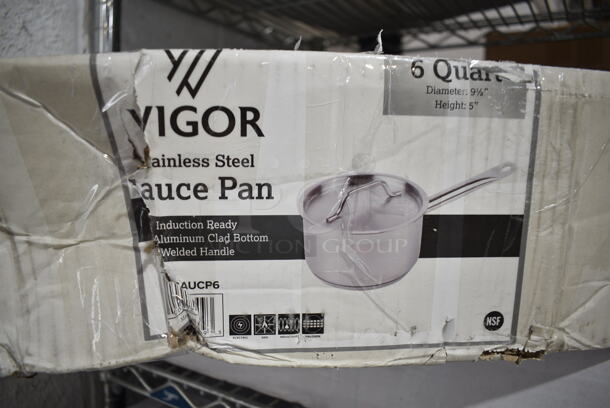 2 BRAND NEW SCRATCH AND DENT! Vigor 473SSAUCP6 6 Qt. Stainless Steel Sauce Pan with Aluminum-Clad Bottom and Cover. 2 Times Your Bid! - Image 3 of 5