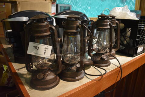 4 Brown Metal Lamps. 7x5.5x22. 4 Times Your Bid! (bar)