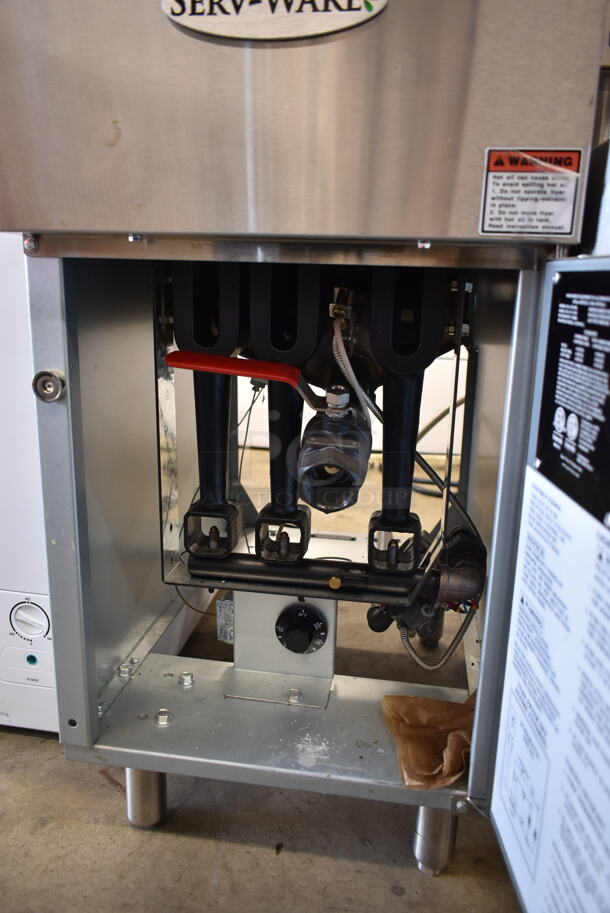 2022 Serv-Ware SGF-40L Stainless Steel Commercial Floor Style Propane Gas Powered Deep Fat Fryer w/ 2 Metal Fry Baskets. 90,000 BTU. - Image 6 of 7