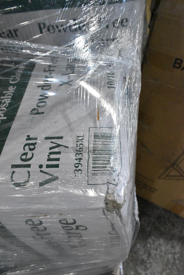 27 BRAND NEW Boxes Including 394365XL Noble Products Powder-Free Disposable Clear Vinyl Gloves for Foodservice - Extra Large - 1000/Case, 128HD8COMBO Choice Heavy Duty 8 oz. Microwavable Translucent Plastic Deli Container and Lid Combo Pack - 240/Case, 500TW12 Choice 12 oz. Translucent Thin Wall Plastic Cold Cup - 1000/Case, 5008W Choice 8 oz. Tall White Poly Paper Hot Cup - 1000/Case, 795PTOKFT4 Choice Kraft Microwavable Folded Paper #4 Take-Out Container 7 3/4" x 5 1/2" x 3 1/2" - 160/Case, 500TW12 Choice 12 oz. Translucent Thin Wall Plastic Cold Cup - 1000/Case, 127P150C Choice 1.5 oz. Clear Plastic Souffle Cup / Portion Cup - 2500/Case, 394385L Noble Products White Powder-Free Disposable Latex Gloves for Foodservice - Large - 1000/Case, 760VP130 Carnival King 130 oz. Popcorn Bucket - 150/Case, 500LFLAT Choice Clear Flat Lid with Straw Slot - 9, 12, 16, 20, and 24 oz. - 1000/Case. 27 Times Your Bid!  - Image 2 of 12