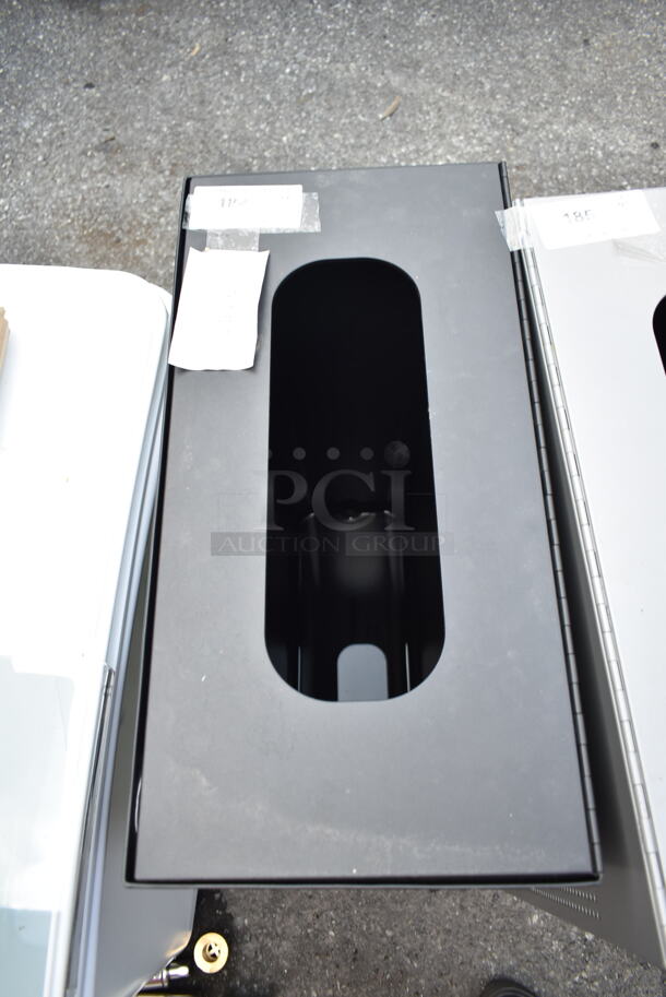 BRAND NEW SCRATCH AND DENT! Rubbermaid FGSR18EPLTBK Silhouettes Textured Black Steel Designer Rectangular Waste Receptacle - 22.5 Gallon - Image 3 of 4