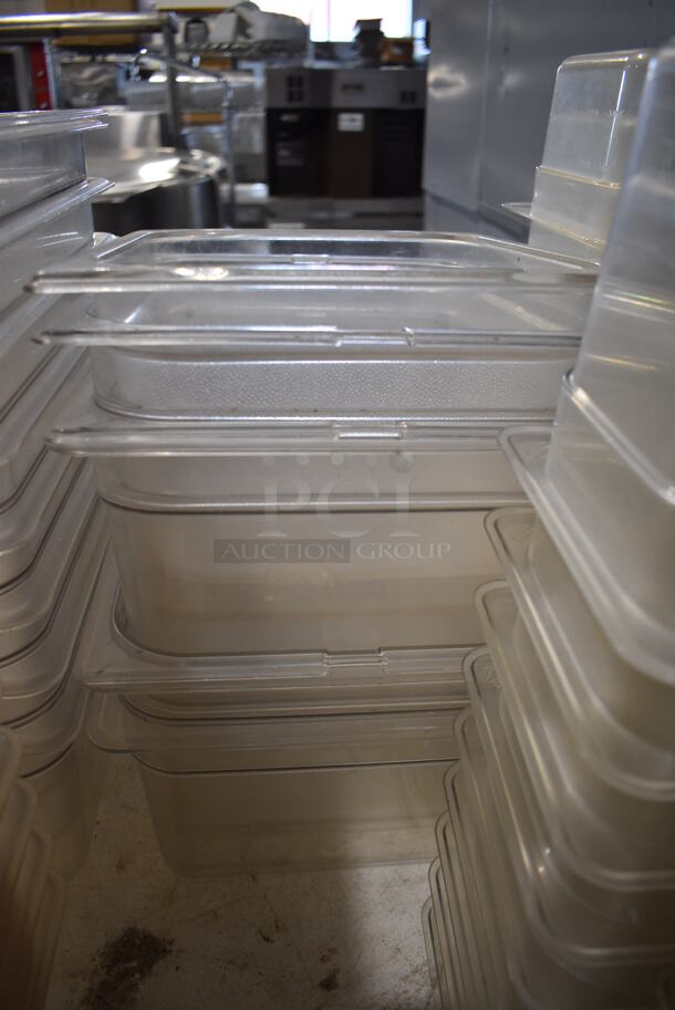 ALL ONE MONEY! Lot of Various Clear Poly Drop In Bins and Lids. Includes 1/6x4, 1/6x6, 1/9x4 - Image 7 of 9