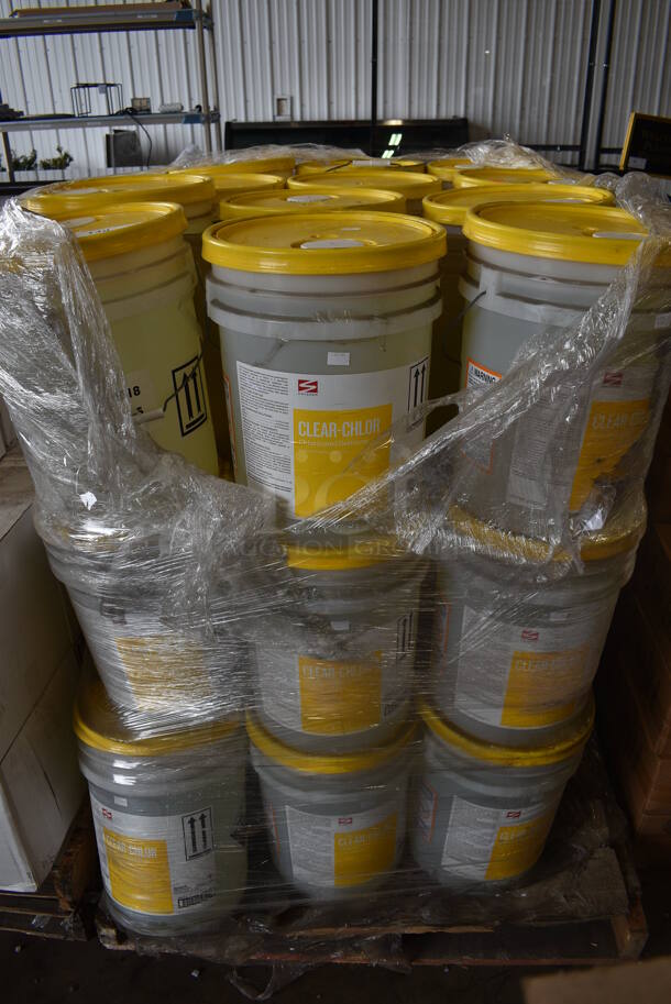 PALLET LOT of 36 Buckets of Swisher Clear Chlor Chlorinated Destainer. 12x12x16. 36 Times Your Bid! - Image 1 of 4