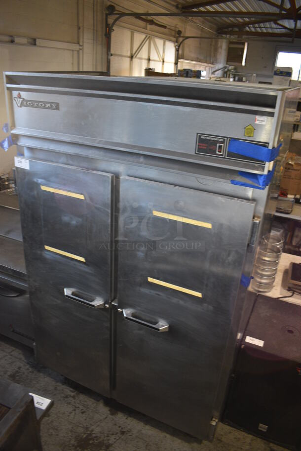 Victory RSA-2D-S7 Stainless Steel Commercial 2 Door Reach In Cooler on Commercial Casters. 115 Volts, 1 Phase. 52x36x83. Tested and Powers On But Does Not Get Cold - Image 2 of 9