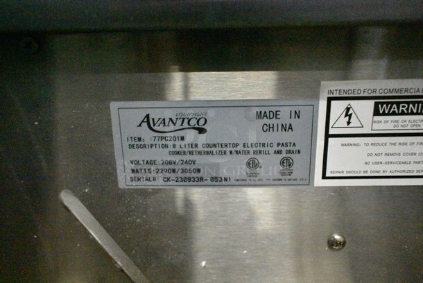 BRAND NEW SCRATCH AND DENT! Avantco 177PC201M Stainless Steel 2.1 Gallon / 8 Liter Electric Countertop Pasta Cooker / Rethermalizer. 208/240 Volts, 1 Phase.  - Image 10 of 10