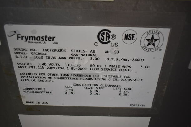 2014 Frymaster GPCRBSC Stainless Steel Commercial Floor Style Natural Gas Powered 2 Bay Pasta Cooker on Commercial Casters. 80,000 BTU.  - Image 11 of 11