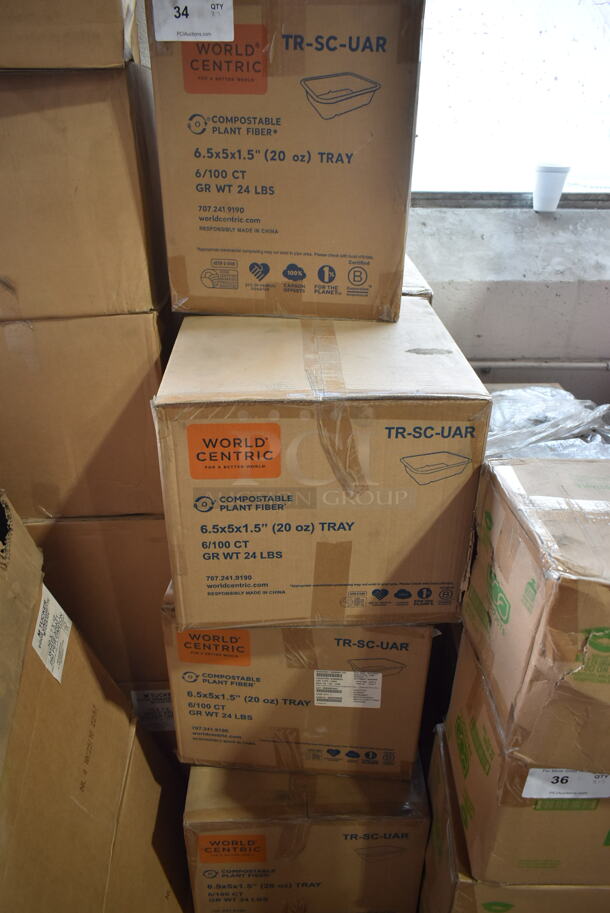 7 BRAND NEW Boxes of World Centric TR-SC-UAR 20 oz. No PFAS Added Compostable Fiber Container - 600/Case. 7 Times Your Bid!  - Image 4 of 4
