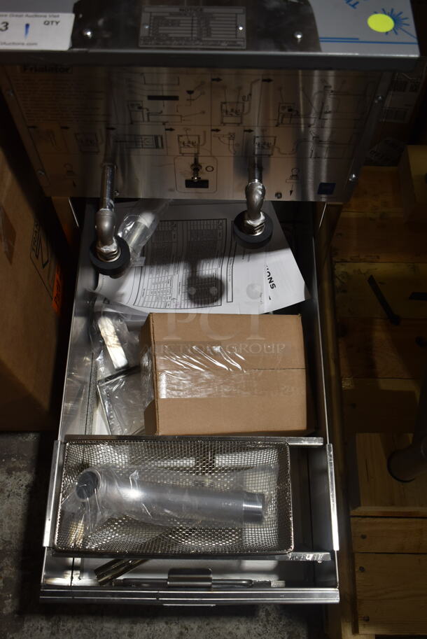 BRAND NEW! 2023 Pitco Frialator P14 Stainless Steel Commercial Portable Fryer Oil Filter Machine on Commercial Casters. 115 Volts, 1 Phase.  - Image 3 of 7