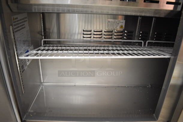 BRAND NEW SCRATCH AND DENT! 2023 Avantco 178SSPT60MHC Stainless Steel Commercial Sandwich Salad Prep Table Bain Marie Mega Top w/ Commercial Casters. See Pictures for Crushed Top. 115 Volts, 1 Phase. Tested and Powers On But Does Not Get Cold
 - Image 8 of 9