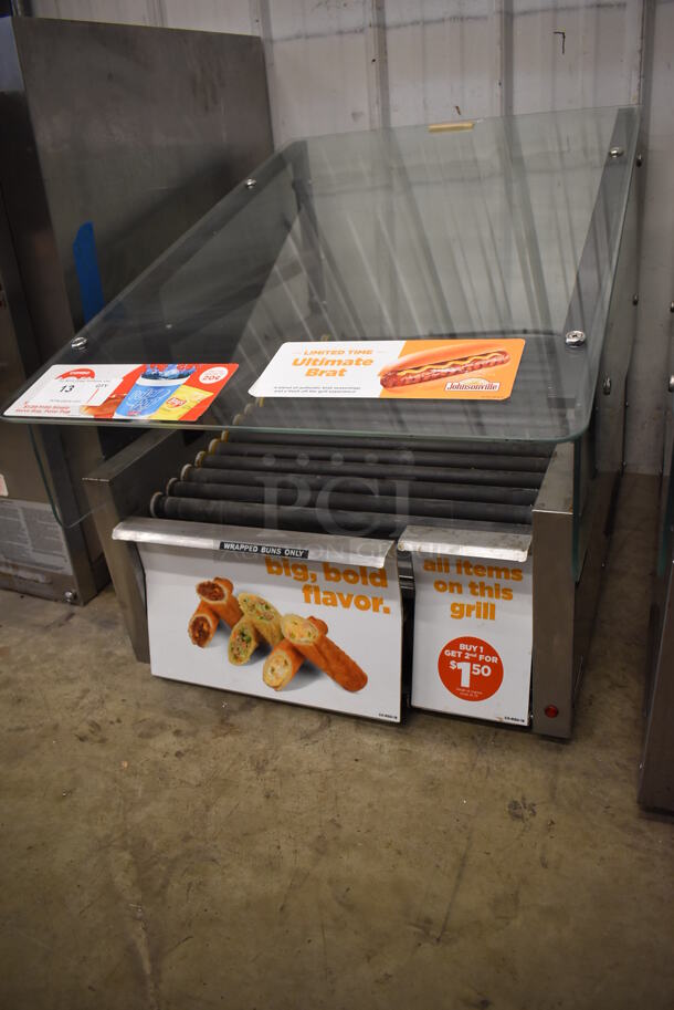 2018 Star 459TBDE Stainless Steel Commercial Countertop Hot Dog Roller w/ Sneeze Guard and Bun Drawer. 120 Volts, 1 Phase. 25x35x26. Tested and Working! - Image 3 of 10