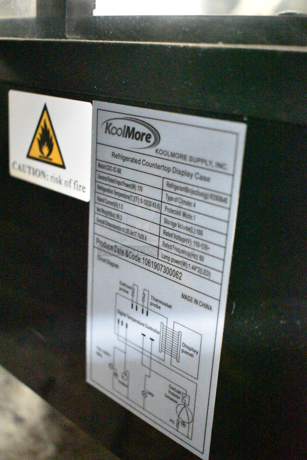 KoolMore CDC-3C-BK Metal Commercial Countertop Refrigerated Deli Display Case Merchandiser. 110-120 Volts, 1 Phase. Tested and Working! - Image 7 of 7