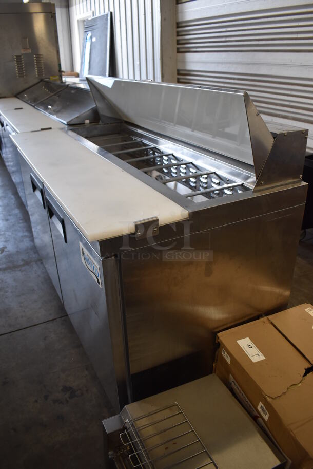 Avantco 178APT60HC Stainless Steel Commercial Sandwich Salad Prep Table Bain Marie Mega Top on Commercial Casters. 115 Volts, 1 Phase. 60x30.5x42.5. Tested and Powers On But Does Not Get Cold - Image 6 of 10
