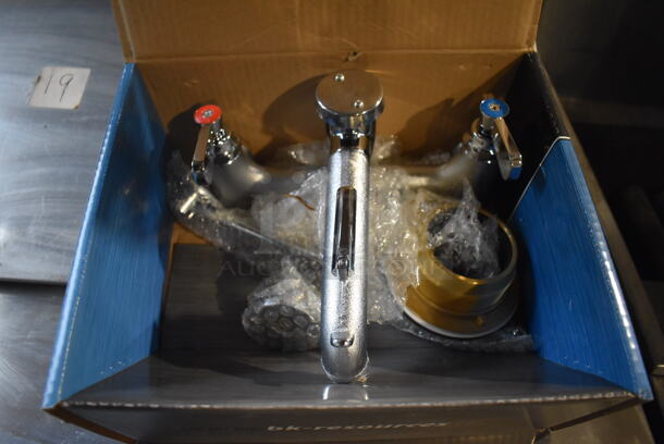 BRAND NEW IN BOX! BK BKSF-WB1 Stainless Steel Faucet w/ Handles - Image 1 of 4