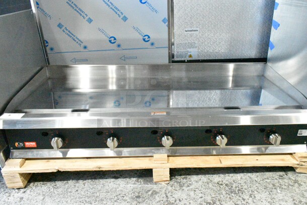 BRAND NEW SCRATCH AND DENT! 2023 Cooking Performance Group CPG 351GTUCPG60N Stainless Steel Ultra Series 60" Chrome Plated Natural Gas 5-Burner Countertop Griddle. 150,000 BTU. - Image 2 of 12