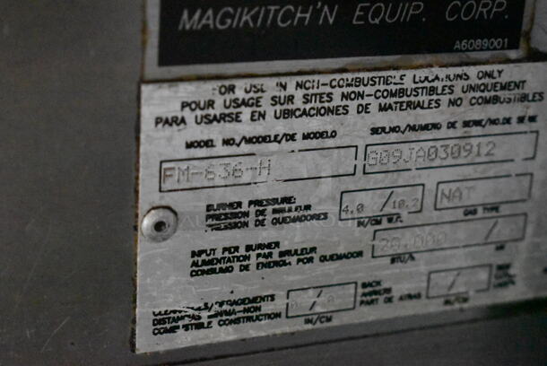 MagiKitch'n FM-636-H Stainless Steel Commercial Natural Gas Powered Charbroiler Grill w/ Under Shelf on Commercial Casters.  - Image 7 of 8