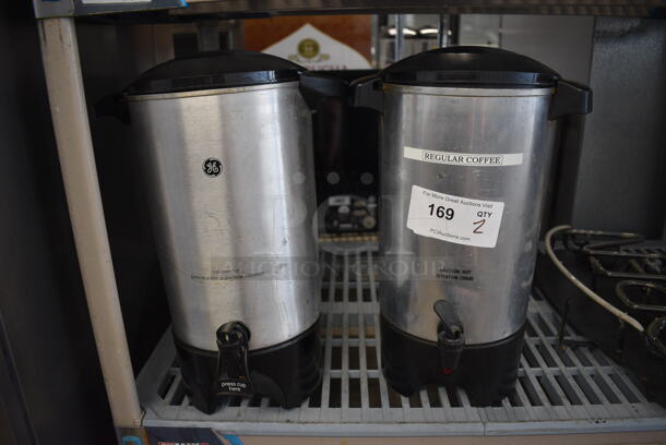 2 Metal Countertop Coffee Urns. 12x12x17. 2 Times Your Bid!