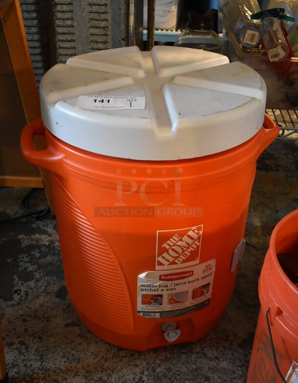 Rubbermaid Orange and White Poly Water Jug. 20x16x21 - Image 1 of 3