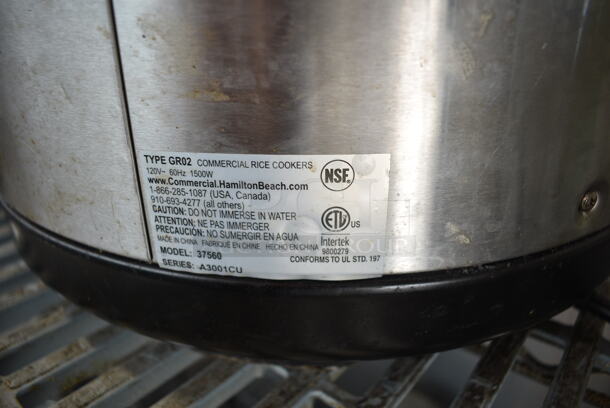Proctor Silex 37560 Stainless Steel Rice Cooker. 120 Volts, 1 Phase. Cannot Test Due To Broken Latch - Image 5 of 5