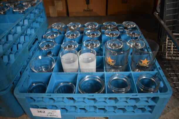 28 Various Glasses in Dish Caddy. Includes 3x3x6. 28 Times Your Bid!