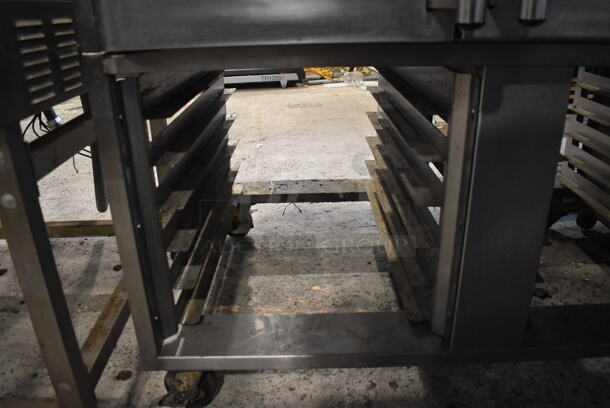 Baxter OV310E Stainless Steel Commercial Floor Style Electric Powered Mini Rotating Rack Oven w/ Pan Rack on Commercial Casters. 208 Volts, 3 Phase. 48x36x75 - Image 9 of 11