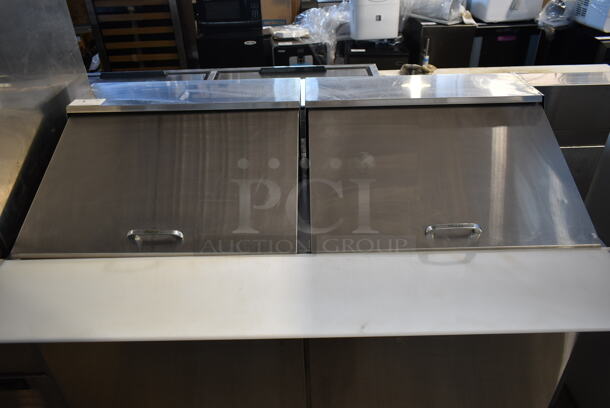 Turbo Air MST-60-24 Stainless Steel Commercial Sandwich Salad Prep Table Bain Marie Mega Top on Commercial Casters. 115 Volts, 1 Phase. Tested and Powers On But Does Not Get Cold - Image 3 of 9