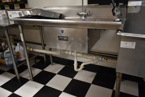 Stainless Steel Commercial Single Bay Left Side Dirty Side Dishwasher Table w/ Spray Nozzle Attachment and Handles. Bay 20x20. Drain Board 19x23.5. BUYER MUST REMOVE. (kitchen) - Image 3 of 7
