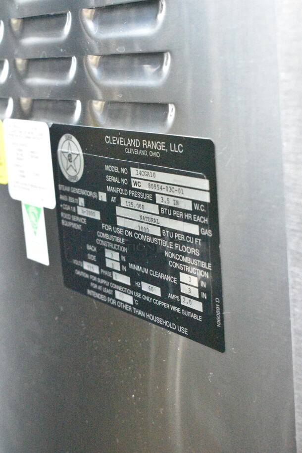 Cleveland 24CGA10 SteamCraft Ultra 10 Stainless Steel Commercial Natural Gas Powered 2 Deck Steam Cabinet. 125,000 BTU.  - Image 7 of 8