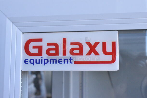 BRAND NEW SCRATCH AND DENT! Galaxy 177GDN5RBW Metal Commercial Single Door Reach In Cooler Merchandiser w/ Poly Coated Racks and Red, White, and Blue LED Lighting. 110-120 Volts, 1 Phase. Tested and Working! - Image 2 of 5