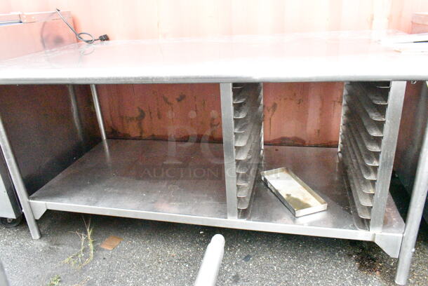 Stainless Steel Table w/ 2 Commercial Can Opener Mounts, Under Shelf and Pan Rack.  - Image 2 of 4