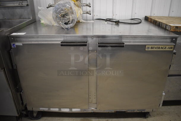 Beverage Air Model WSR43A Stainless Steel Commercial 2 Door Undercounter Cooler on Commercial Casters. 115 Volts, 1 Phase. 48x30x34. Tested and Powers On But Does Not Get Cold
