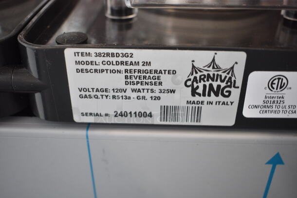 BRAND NEW SCRATCH AND DENT! 2024 Carnival King COLDREAM 2M Stainless Steel Commercial Countertop Double 3 Gallon Bowl Refrigerated Beverage Dispenser. 120 Volts, 1 Phase. Tested and Working! - Image 6 of 6