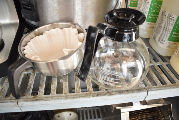 BRAND NEW SCRATCH AND DENT! 2023 Crosson CB-GD2 Stainless Steel Countertop Coffee Machine w/ Coffee Pot and Metal Brew Basket. 120 Volts 1 Phase.  - Image 7 of 8