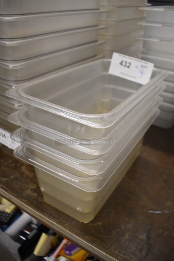 ALL ONE MONEY! Lot of 4 Poly Clear 1/3 Size Straining Drop In Bins. 1/3x6 - Image 2 of 3