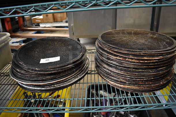 ALL ONE MONEY! Tier Lot of 53 Various Metal Baking Pans and Pizza Screens. Includes 16x16, 17x17