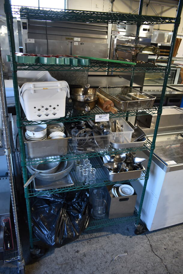 ALL ONE MONEY! 5 Tier Lot of Various Items Including Ceramic Dishes. Does Not Include Shelving Unit.  - Image 1 of 7
