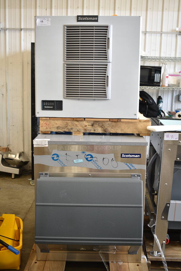 BRAND NEW SCRATCH AND DENT! 2023 Scotsman MC1030MA-32A Stainless Steel Commercial Ice Head on 2023 Scotsman ICS730-A Stainless Steel Bin w/ Scotsman LQ1BASE Stand and Gray Poly Ice Cart. 208/230 Volts, 1 Phase. 31x24x29, 31x48x36, 45x32.5x39 - Image 3 of 12