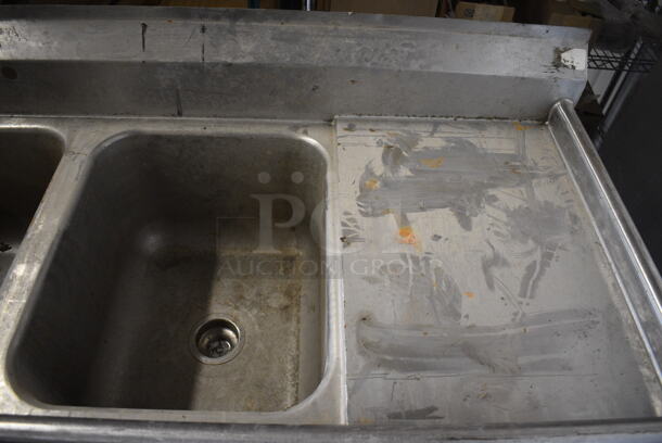 Stainless Steel Commercial 3 Bay Sink w/ Dual Drainboards. 90x28x42. Bays 16x20x12. Drainboards 16x23x1 - Image 3 of 6