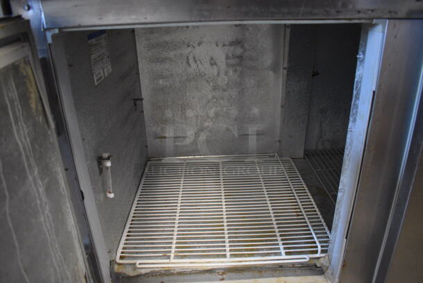 Beverage Air DP67 Stainless Steel Commercial Pizza Prep Table w/ Granite Oversized Cutting Board on Commercial Casters. 115 Volts, 1 Phase. 67x37x45. Tested and Working! - Image 7 of 9