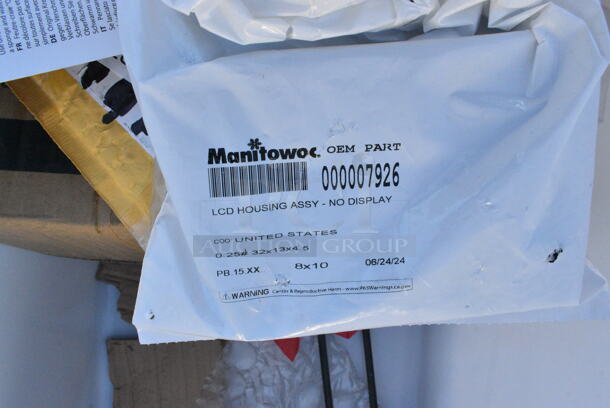 20 BRAND NEW Boxes Including 1907LVS32OZ 7 Lane Universal Gravity Feed Bottle Organizer for 32 oz. Bottles, 40716OZREGCJ Choice 16 oz. Pint Regular Mouth Glass Canning / Mason Jar with Silver Metal Lid and Band - 12/Pack, Hot Water Nozzle, 600CARTHOT Regency Hot Faucet Body Cartridge for 600FD4, 600FD8, and 600FW4 Series Faucets, Manitowoc 000007926 Manitowoc Ice 000007926 Lcd Housing Assy, 274JC3BAGBK Lavex Replacement Black Vinyl Bag for Janitor Cart, 808402 Tablecraft 402 2 Tbsp. Stainless Steel Coffee / Measuring Scoop, 3532U Anchor 12 oz Shelf Zombie Glasses, 167NLG1018 Winco Natural Latex Rubber Black One Size Fits Most 18" Unlined Gloves, 3CA-L-BB Changer Agitator Mop, Acopa Jumbo Steak Knives, 176FBPE18265 Choice 26" x 18" x 15" White Polyethylene Food Storage Box. 20 Times Your Bid!  - Image 9 of 12