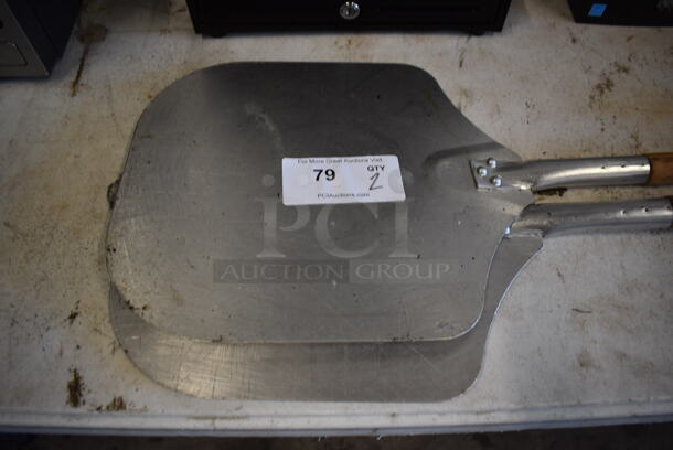 2 Metal Pizza Paddles w/ Wooden Handle. 12x36x1. 2 Times Your Bid! - Image 3 of 3