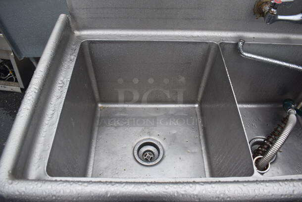 Stainless Steel Commercial 3 Bay Sink w/ Right Side Drain Board, Faucet, Handles and Spray Nozzle Attachment. 82x25x44. Bays 18x18x12. Drain Board 24x20x1 - Image 3 of 5